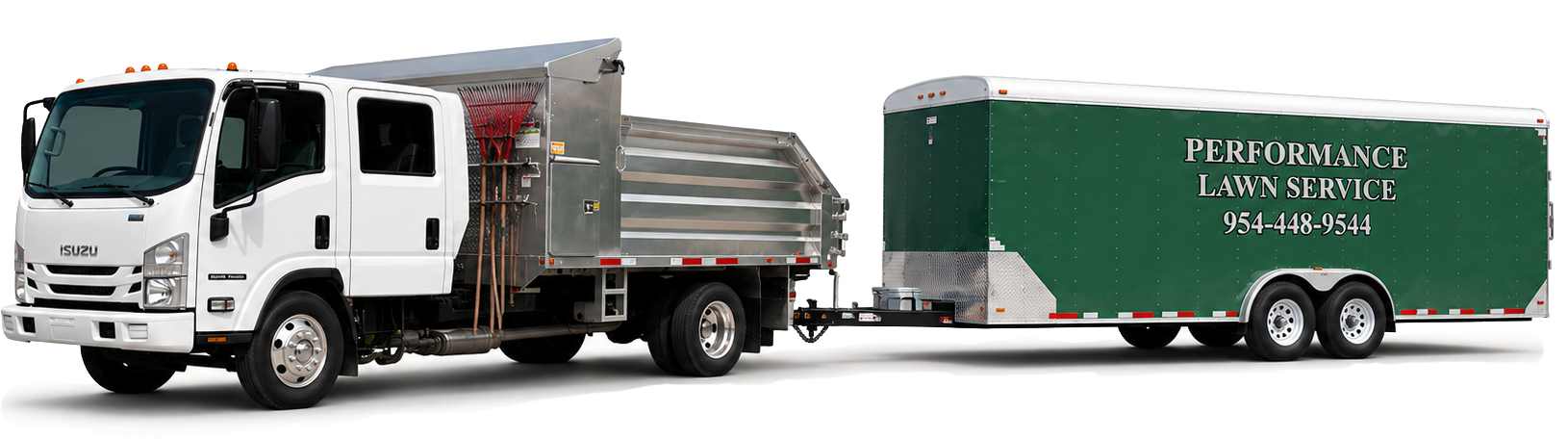 Performance Lawn Service truck and trailer